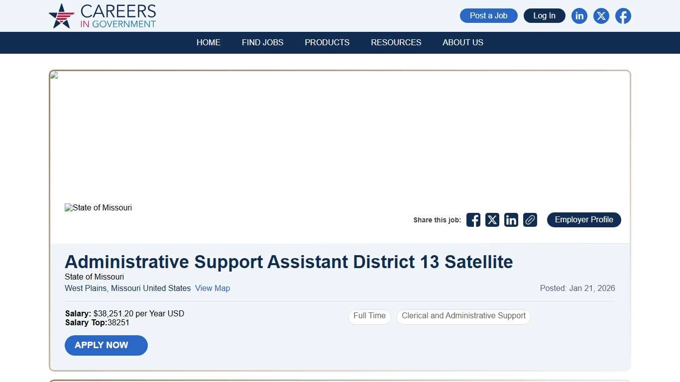 Administrative Support Assistant District 13 Satellite | Careers in Government